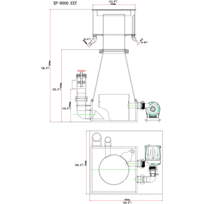 Reef Octopus Super Reef Cone 16" Ext Recirculating Skimmer