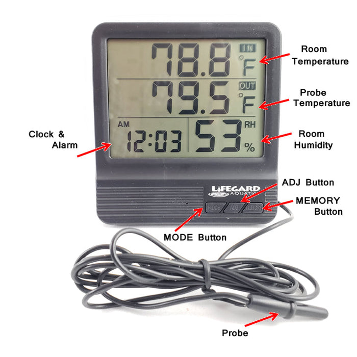 Lifegard Aquatics Digital Thermometer / Hygrometer