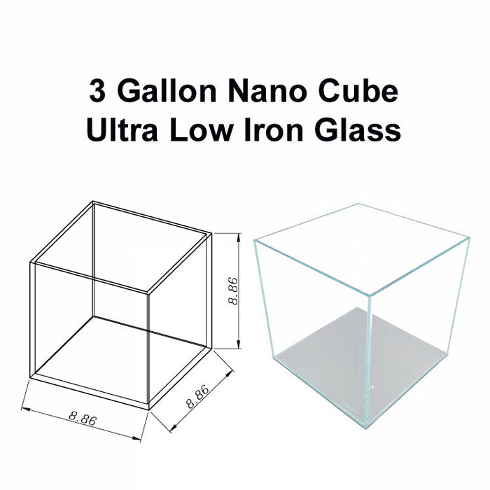 LIFEGARD Aquatic 3 Gallon Low Iron Ultra Clear Glass Cube Betta Tank 5MM 8.8 x 8.8 x 8.8 Inch