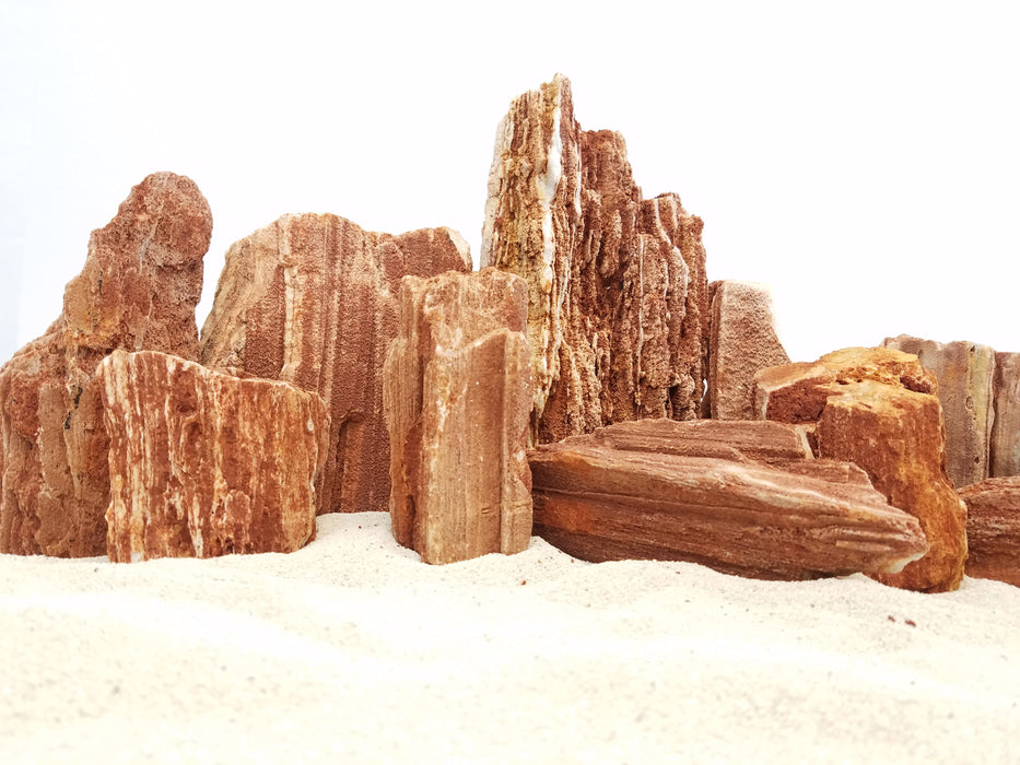 Lifegard Aquatics Red Wood Petrified Stonee - 44 Lbs box of MIX SIZE size stones